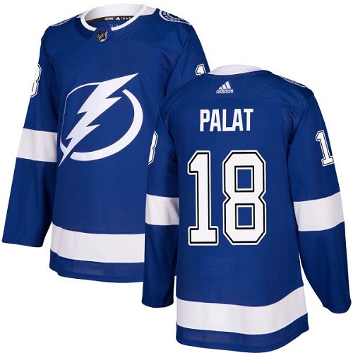 Adidas Men Tampa Bay Lightning 18 Ondrej Palat Blue Home Authentic Stitched NHL Jersey